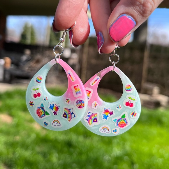 Handmade Lisa Frank Statement Earrings - Picture 10 of 16